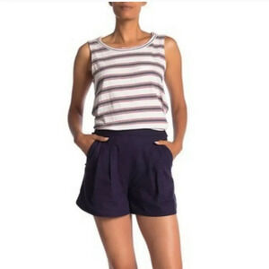 Nwot Max Studio Linen Blend Side Buttons High Waisted Shorts